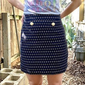90s Vintage Fitted Skirt with Gold Buttons